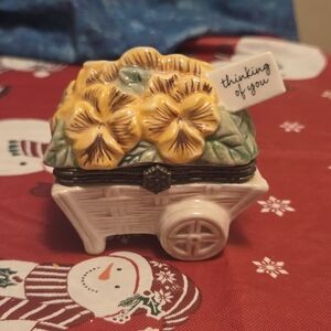 Yellow Daisy Cart Thinking Of You Floral Trinket Box Nwot Gift Box Jewelry